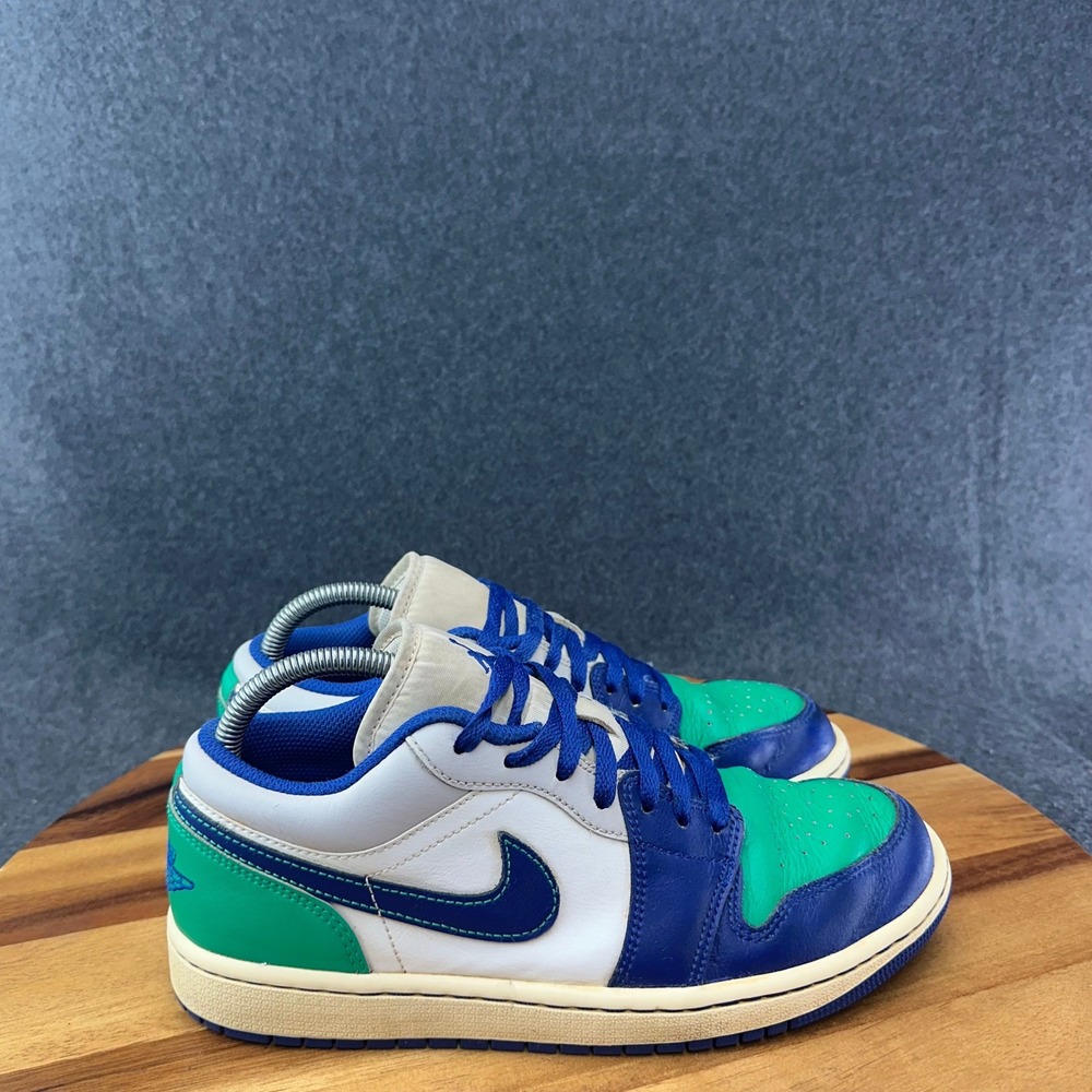 Nike Air Jordan 1 Low Rare Air Green Blue Mens 8 Sneakers Retro 553558-147